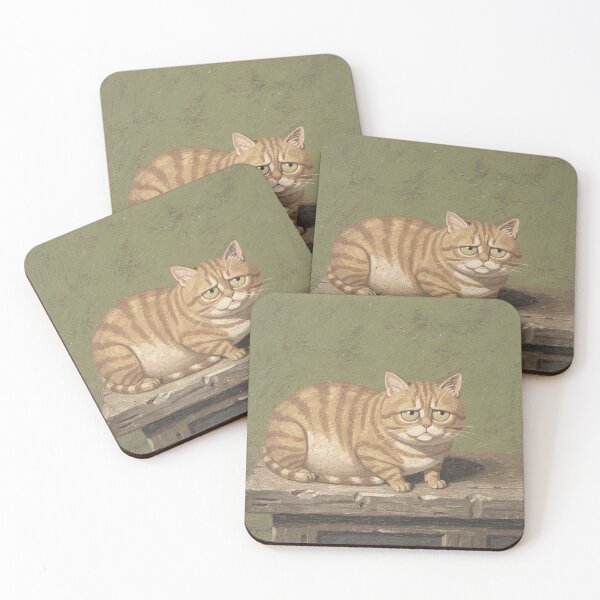 Item preview, Disappointed Ginger Cat - Naive Folk Art Portrait designed and sold by PictorialWhimsy.
