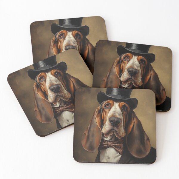 Item preview, Dapper Basset Hound in Top Hat designed and sold by PetsArt.