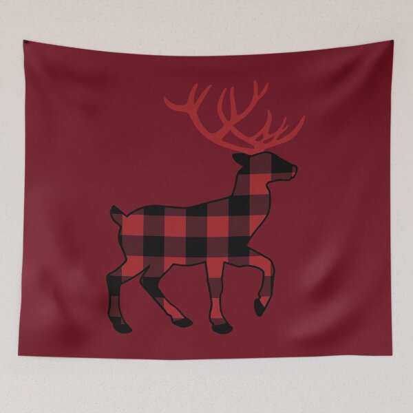 Item preview, Black Red Rustic Plaid Reindeer – Buffalo Check Style designed and sold by CroesCreations.