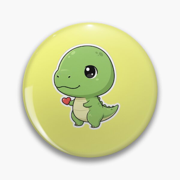 Item preview, Adorable Chibi Green Dinosaur Holding a Red Heart Kawaii Dino Illustration designed and sold by bvdesignart.