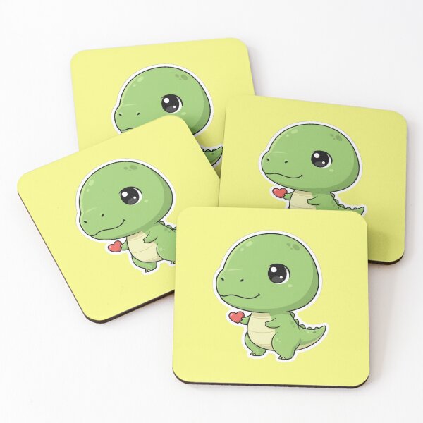 Item preview, Adorable Chibi Green Dinosaur Holding a Red Heart Kawaii Dino Illustration designed and sold by bvdesignart.