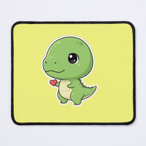 Item preview, Adorable Chibi Green Dinosaur Holding a Red Heart Kawaii Dino Illustration designed and sold by bvdesignart.