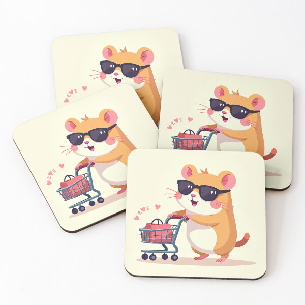 Item preview, Kawaii Hamster Pushing Tiny Shopping Cart Sunglas designed and sold by MY CREATIVE SHOP.