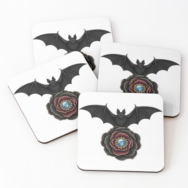 Item preview, Black Rose Brooch Bat designed and sold by IllumeInk.