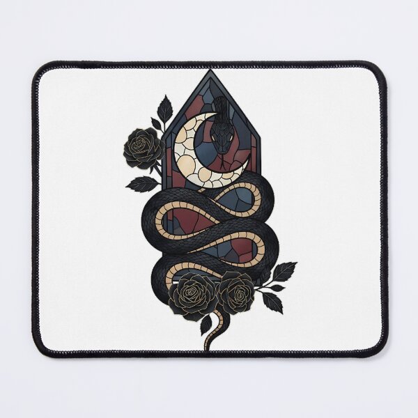 Item preview, Stained Glass Serpent Moon designed and sold by IllumeInk.