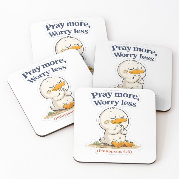 Item preview, Cute Christian Duck Sticker - Pray More Worry Less (Philippians 4:6) designed and sold by Faithlines.