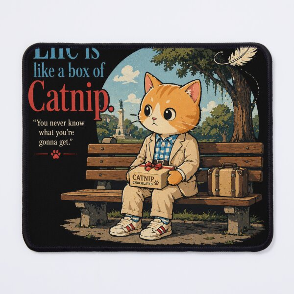 Item preview, Life is Like a Box of Catnip - Funny Forrest Gump Cat Parody designed and sold by anandariki.