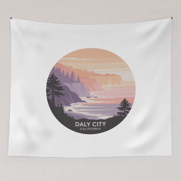 Item preview, Daly City California: Circular Cliffs & Pines Illustration designed and sold by CircinusStore.