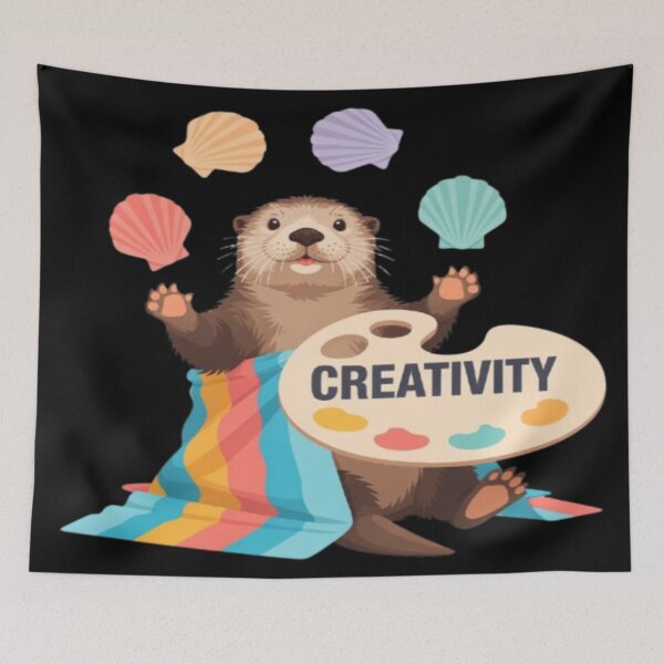 Item preview, Cute Creative Otter with Paint Palette designed and sold by DailySparks.