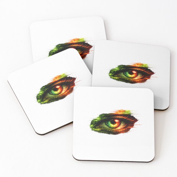 Item preview, Cyber Glitch Eye Green Orange – Neon Digital Vision designed and sold by unglaublichGut.