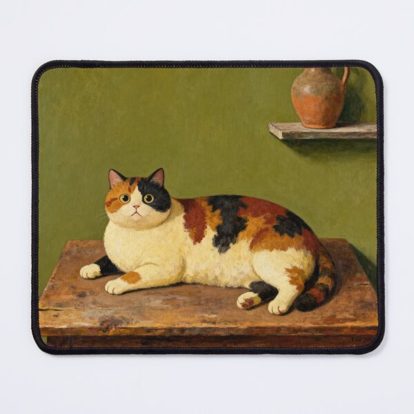 Item preview, Funny Cat Portrait - Folk Art Primitive Painting designed and sold by PictorialWhimsy.
