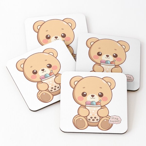 Item preview,  Cute Teddy Bear Drinking Boba Tea Kawaii Illustration designed and sold by The Daily Progress.