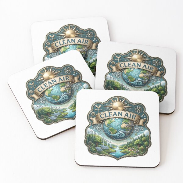Item preview, Breathe Clean Air Sustainable Future Badge designed and sold by Nuvoro Eco Awareness.