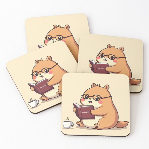Item preview, Kawaii Capybara Reading Giant Book With Glasses designed and sold by MY CREATIVE SHOP.