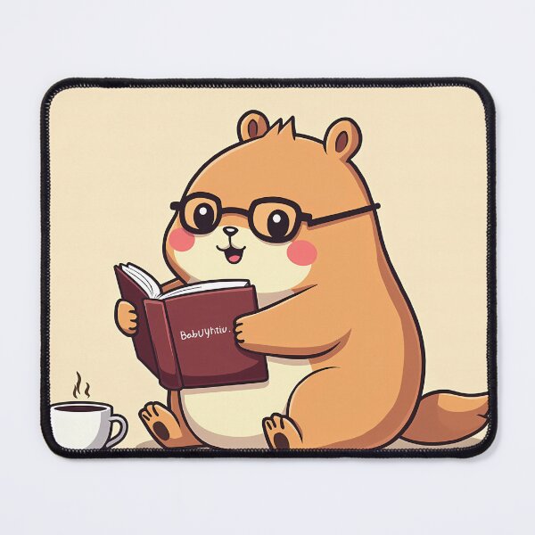 Item preview, Kawaii Capybara Reading Giant Book With Glasses designed and sold by MY CREATIVE SHOP.
