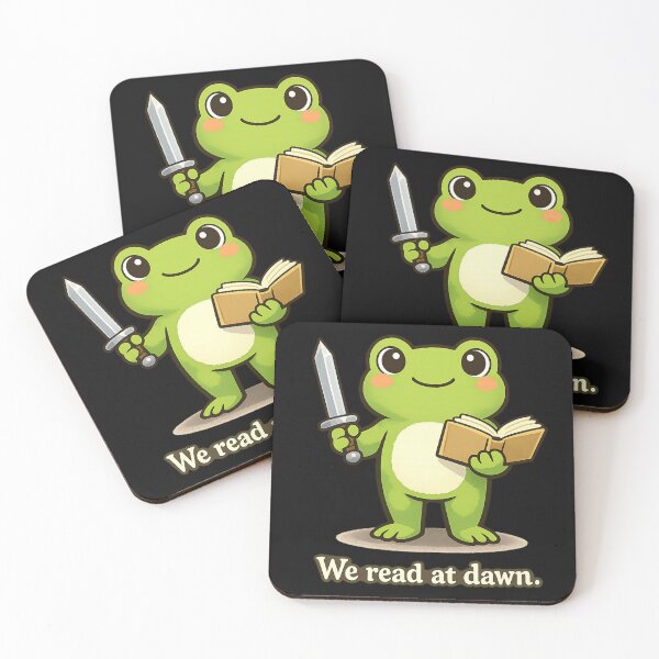 Item preview, We Read At Dawn. book lover aesthetic reading club bookish quote sunrise reader vibe designed and sold by Pawsome Quotes.