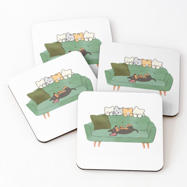 Item preview, Cozy Sofa Friends - Cute Cats and Dog Illustration designed and sold by SaturnStudioart.