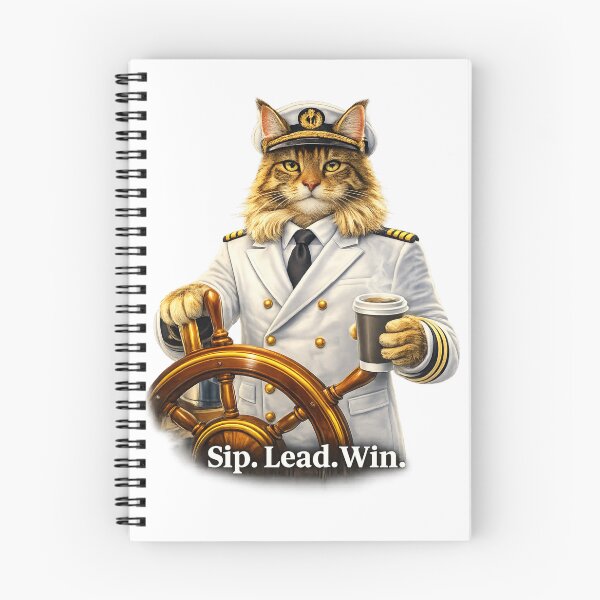 Item preview, Sip. Lead. Win. – Captain Cat Boss with Coffee | Motivational Leadership Design designed and sold by IrynaLineArt.