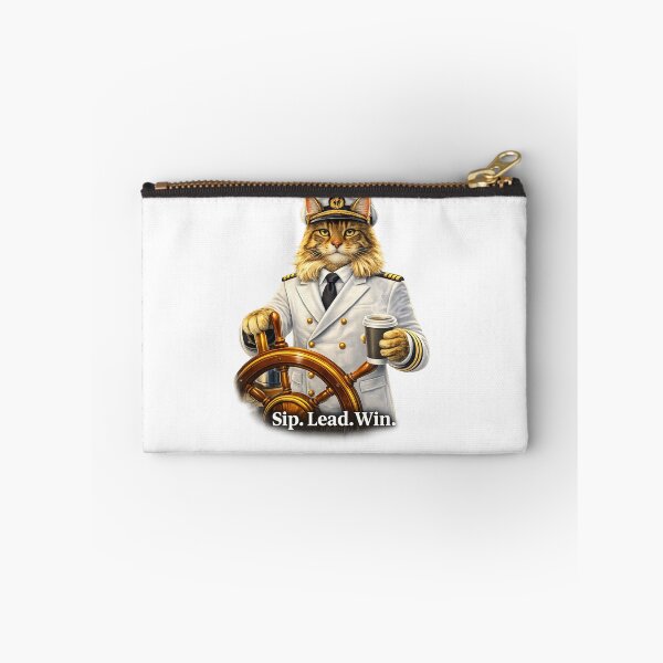 Item preview, Sip. Lead. Win. – Captain Cat Boss with Coffee | Motivational Leadership Design designed and sold by IrynaLineArt.