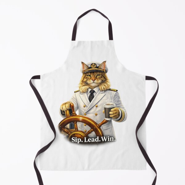 Item preview, Sip. Lead. Win. – Captain Cat Boss with Coffee | Motivational Leadership Design designed and sold by IrynaLineArt.