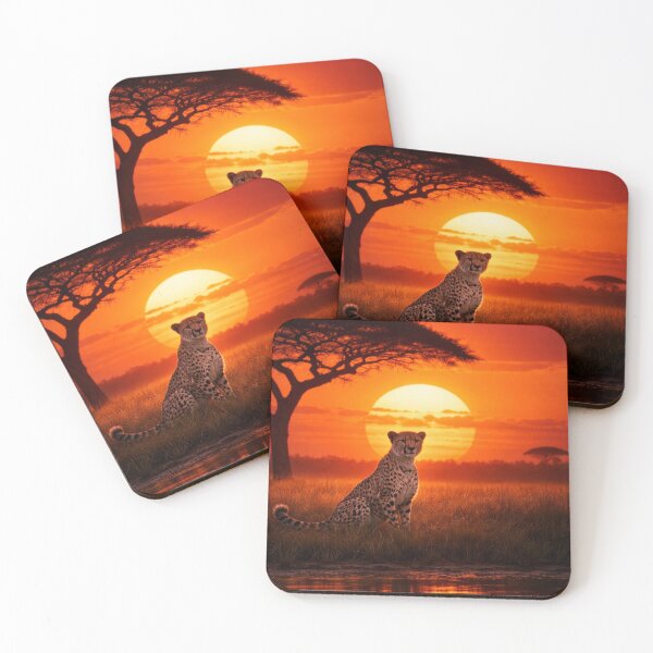 Item preview, Cheetah at Golden Savannah Sunset designed and sold by alldecorprints.