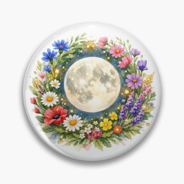 Item preview, Celestial Moon Floral Wreath Watercolor Art designed and sold by TessaraDesigns.