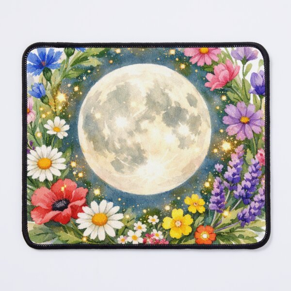 Item preview, Celestial Moon Floral Wreath Watercolor Art designed and sold by TessaraDesigns.