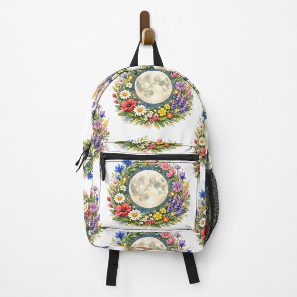Item preview, Celestial Moon Floral Wreath Watercolor Art designed and sold by TessaraDesigns.