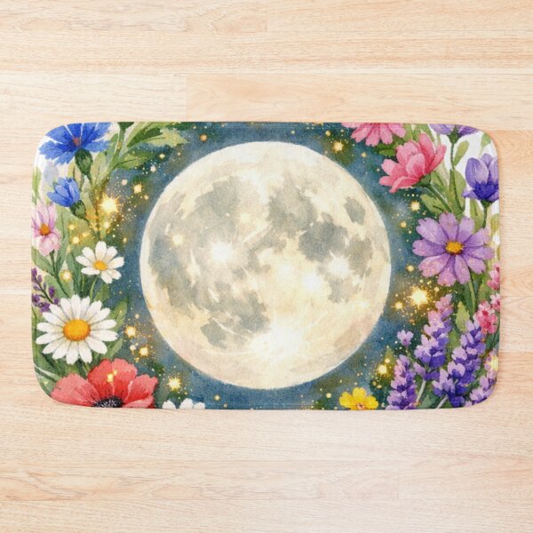 Item preview, Celestial Moon Floral Wreath Watercolor Art designed and sold by TessaraDesigns.