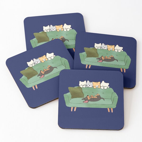 Item preview, Cozy Sofa Friends - Cute Cats and Dog Illustration designed and sold by SaturnStudioart.