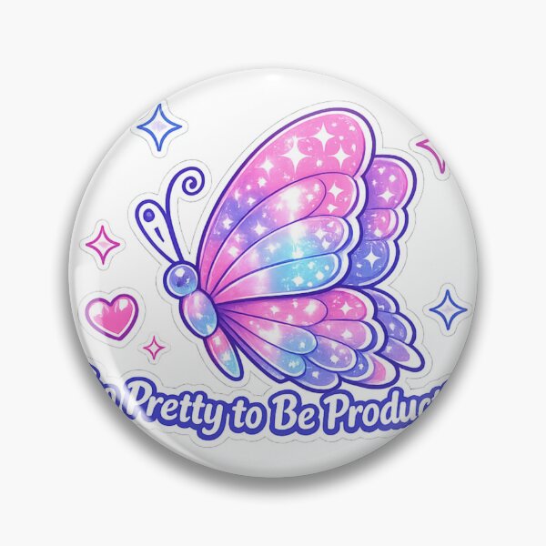 Item preview, Too Pretty to Be Productive Butterfly Sticker — Sassy Coquette Y2K Glitter Sparkle Funny Quote Laptop Decal designed and sold by CosyCush.