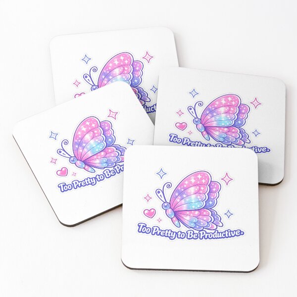 Item preview, Too Pretty to Be Productive Butterfly Sticker — Sassy Coquette Y2K Glitter Sparkle Funny Quote Laptop Decal designed and sold by CosyCush.