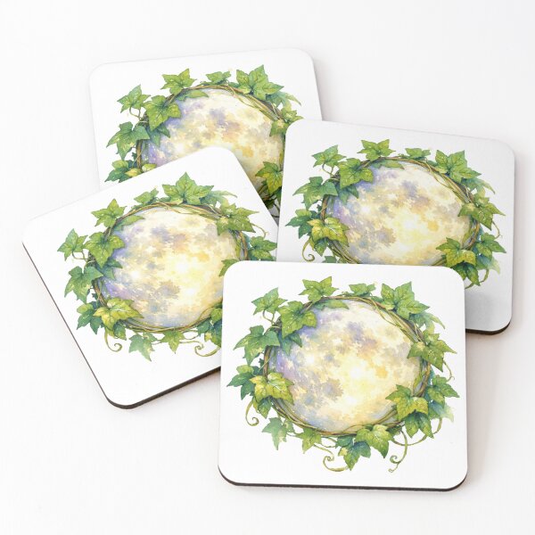Item preview, Full Moon Ivy Wreath Watercolor Art designed and sold by TessaraDesigns.