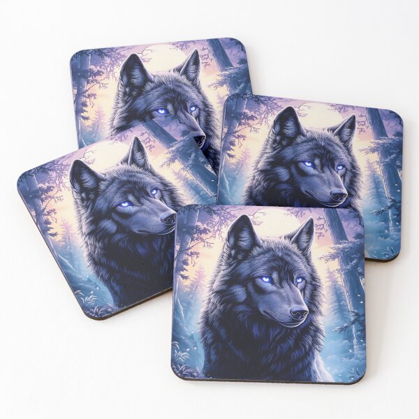 Item preview, Wolf with glowing blue eyes in forest designed and sold by PetsArt.