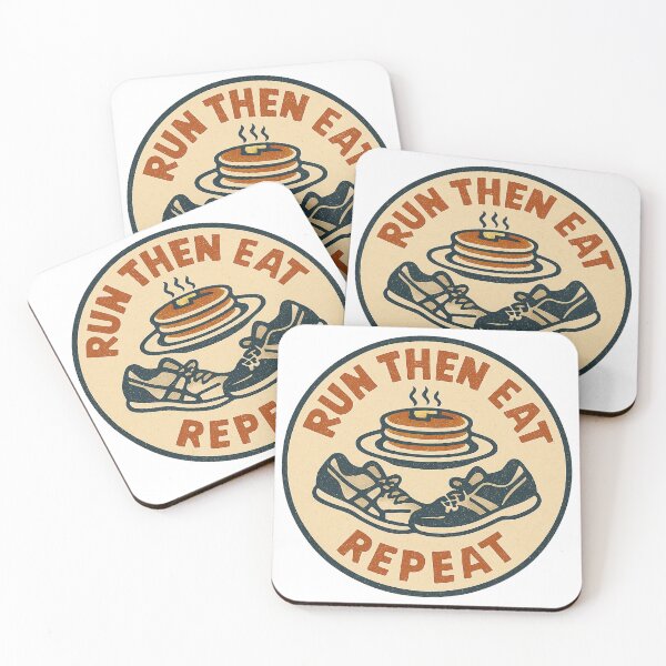 Item preview, Run Then Eat Repeat Funny Running Food Badge designed and sold by Roseyteedesigns.