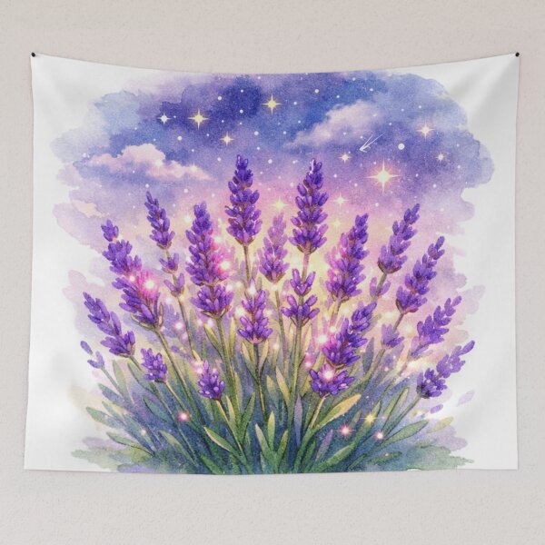 Item preview, Celestial Lavender Field Watercolor Art designed and sold by TessaraDesigns.