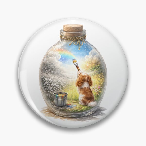 Item preview, Worlds in a Bottle – Artist Cavalier King Charles Spaniel – Rainbow Miniature World (Blenheim) designed and sold by SakuraWaStyle.