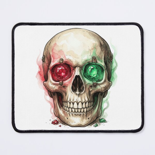Item preview, Human Skull Gemstone Eyes Ruby Emerald designed and sold by Nat20Arts.