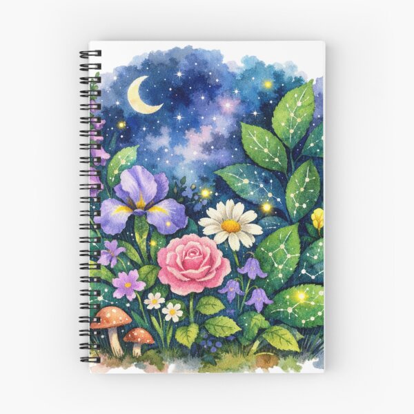 Item preview, Celestial Wildflower Garden Night Watercolor Art designed and sold by TessaraDesigns.