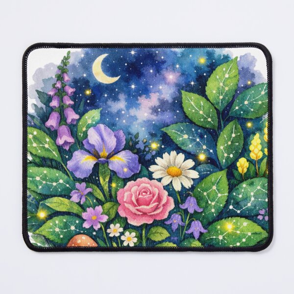 Item preview, Celestial Wildflower Garden Night Watercolor Art designed and sold by TessaraDesigns.