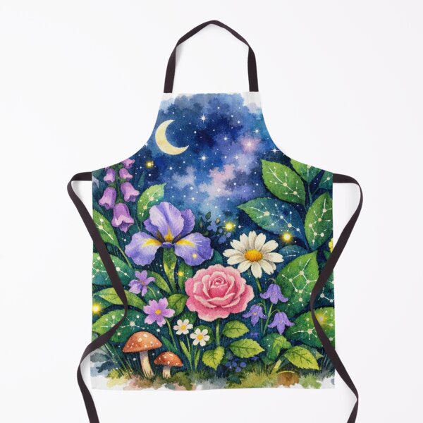 Item preview, Celestial Wildflower Garden Night Watercolor Art designed and sold by TessaraDesigns.