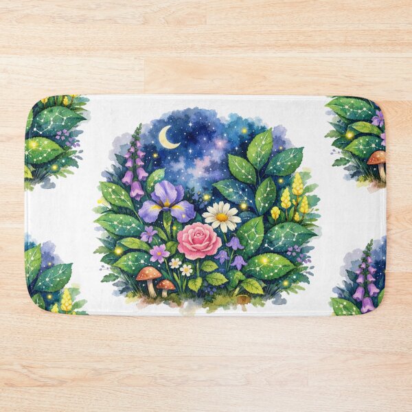 Item preview, Celestial Wildflower Garden Night Watercolor Art designed and sold by TessaraDesigns.