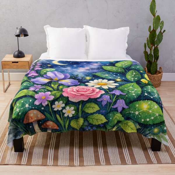 Item preview, Celestial Wildflower Garden Night Watercolor Art designed and sold by TessaraDesigns.