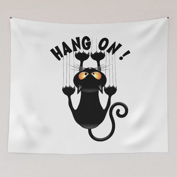Item preview, "HANG ON !" Funny Cat Meme Hanging on designed and sold by BluedarkArt.