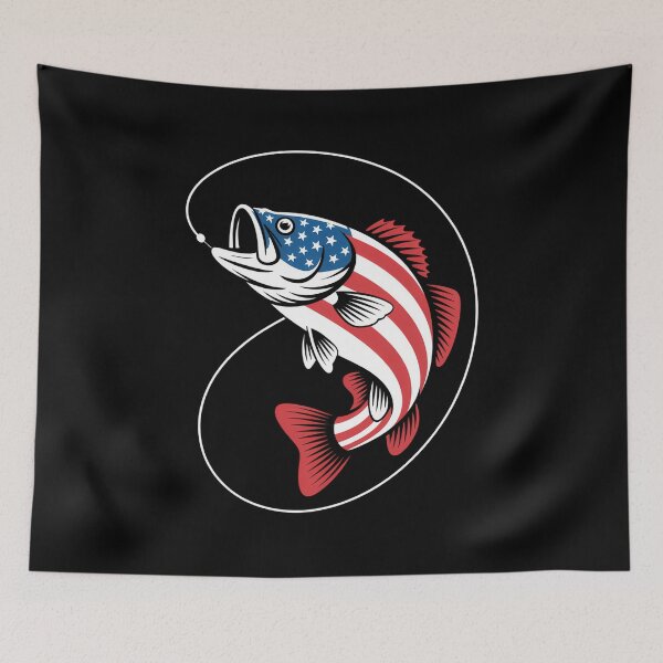 Item preview, Bass Fishing Fish American Flag Patriotic Fourth of July designed and sold by dischodetino.