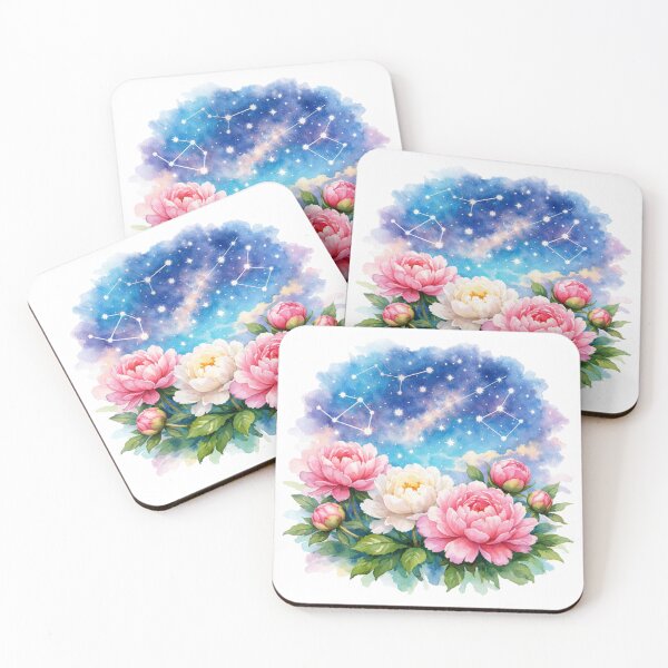Item preview, Celestial Peony Constellation Watercolor Art designed and sold by TessaraDesigns.