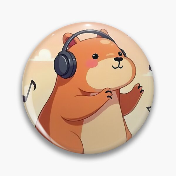 Artikelvorschau, Gemütliches Wasserschwein mit Kopfhörern hört Musik entworfen und verkauft von MY CREATIVE SHOP.