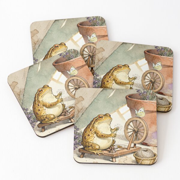 Item preview, Spinning Toad Cottagecore - Cozy Frog Art designed and sold by PictorialWhimsy.