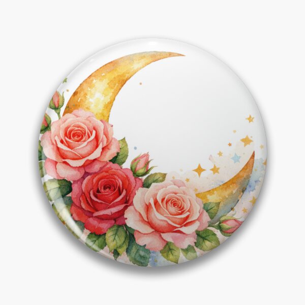 Item preview, Celestial Rose Crescent Moon Watercolor Art designed and sold by TessaraDesigns.