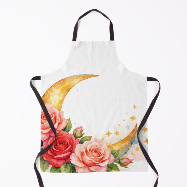 Item preview, Celestial Rose Crescent Moon Watercolor Art designed and sold by TessaraDesigns.